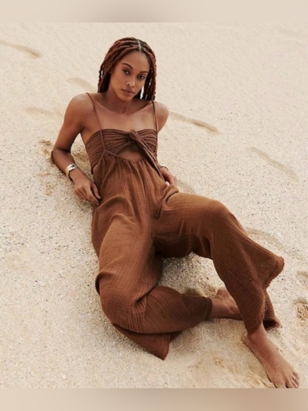Anthropologie Wrenley Suspender Cotton Gauze Jumpsuit & Bandeau Top Set - Picture 3 of 8